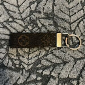 Keychain made with recycled LV leather